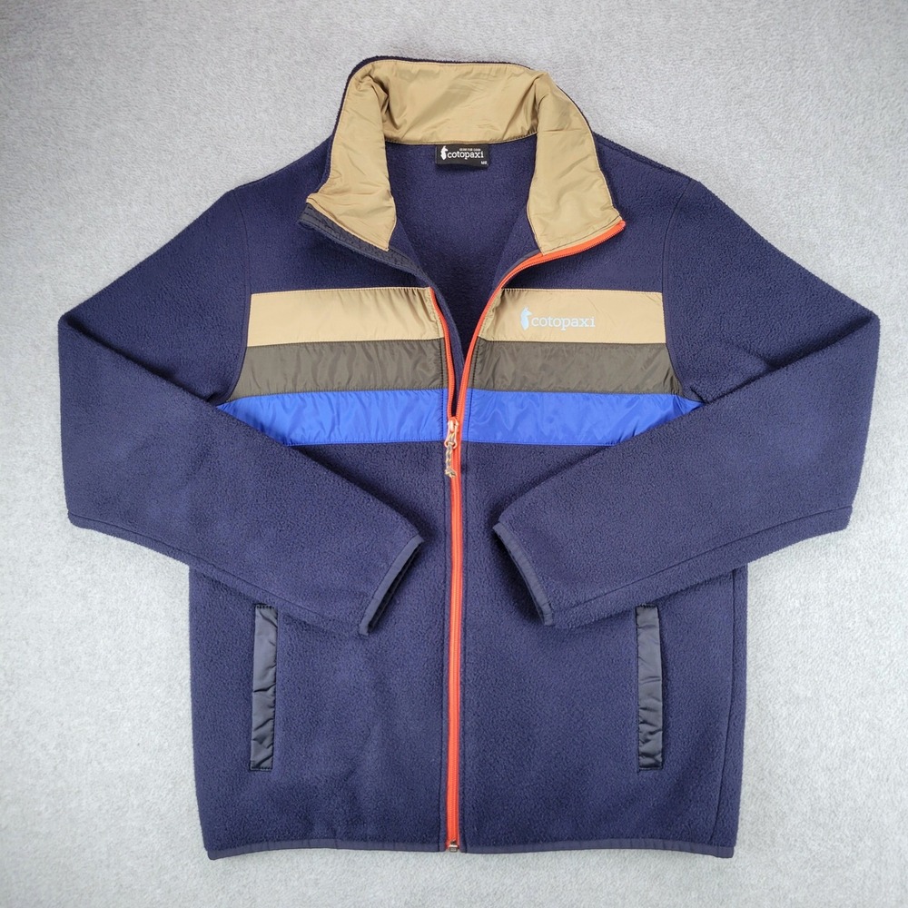 Cotopaxi Teca Fleece Full-Zip Jacket Men MS Navy Blue Colorblock Striped